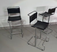 4 x Italian bar stool by Stendig of steel tube and leather 1960s.