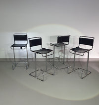 4 x Italian bar stool by Stendig of steel tube and leather 1960s.