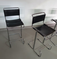 4 x Italian bar stool by Stendig of steel tube and leather 1960s.