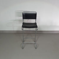 4 x Italian bar stool by Stendig of steel tube and leather 1960s.