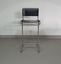 4 x Italian bar stool by Stendig of steel tube and leather 1960s.