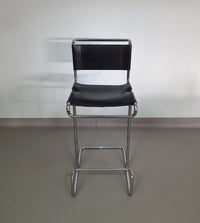 4 x Italian bar stool by Stendig of steel tube and leather 1960s.