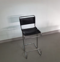 4 x Italian bar stool by Stendig of steel tube and leather 1960s.