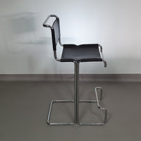 4 x Italian bar stool by Stendig of steel tube and leather 1960s.