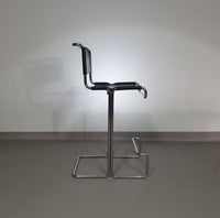 4 x Italian bar stool by Stendig of steel tube and leather 1960s.