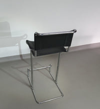 4 x Italian bar stool by Stendig of steel tube and leather 1960s.