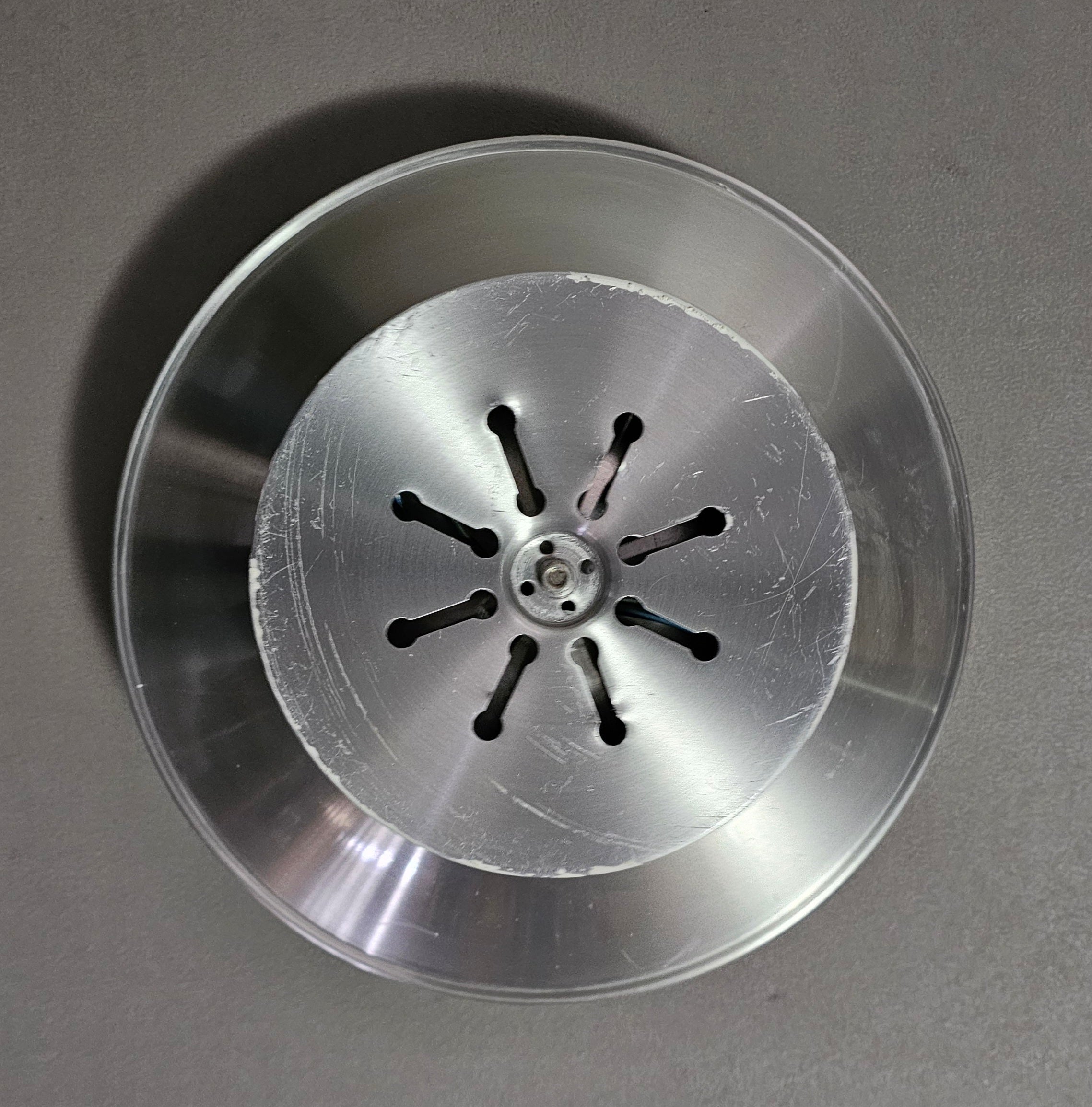 vintage design inox wall lamp from Raak Amsterdam (type C1636). Also called Yin-Yang lamp