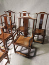 6 x Vintage Oriental Asian Chinese Brown Tallback Yokeback Side Chairs. 2 x armchair / 4 x without armrest.