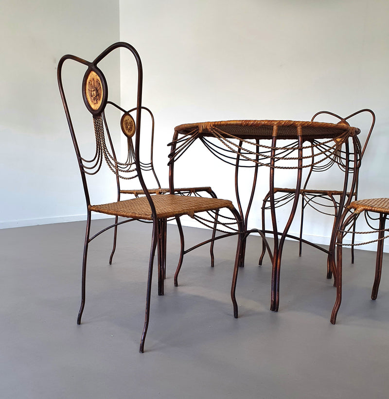 Medaillon tuinset smeedijzer Italië 1970