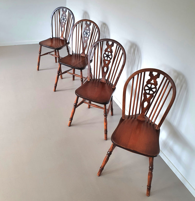 4 x wheelback / Windsor chairs / marked
