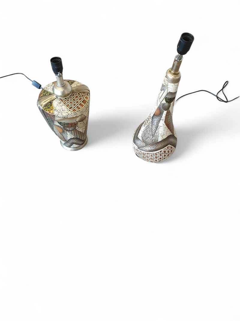 Alexander Kalifano / Modern Impressionist Art Vase Lamps / Circa 1980s