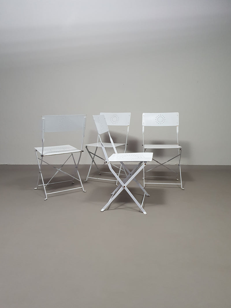 4 x massief metalen klapstoelen jaren 80