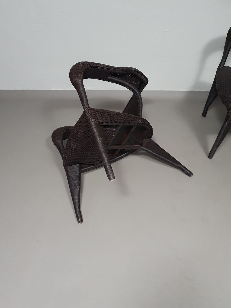 Set postmoderne rotan stoelen jaren 80