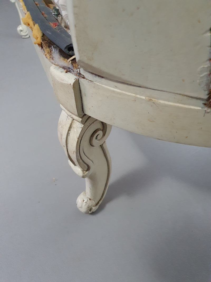 Prachtige oude Art Nouveau, onafgewerkte Franse canapé/chaise longue met zwanenhals armleuningen