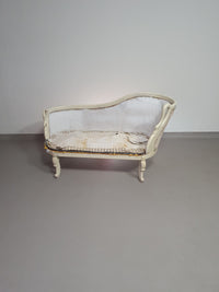 Prachtige oude Art Nouveau, onafgewerkte Franse canapé/chaise longue met zwanenhals armleuningen