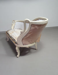 Prachtige oude Art Nouveau, onafgewerkte Franse canapé/chaise longue met zwanenhals armleuningen