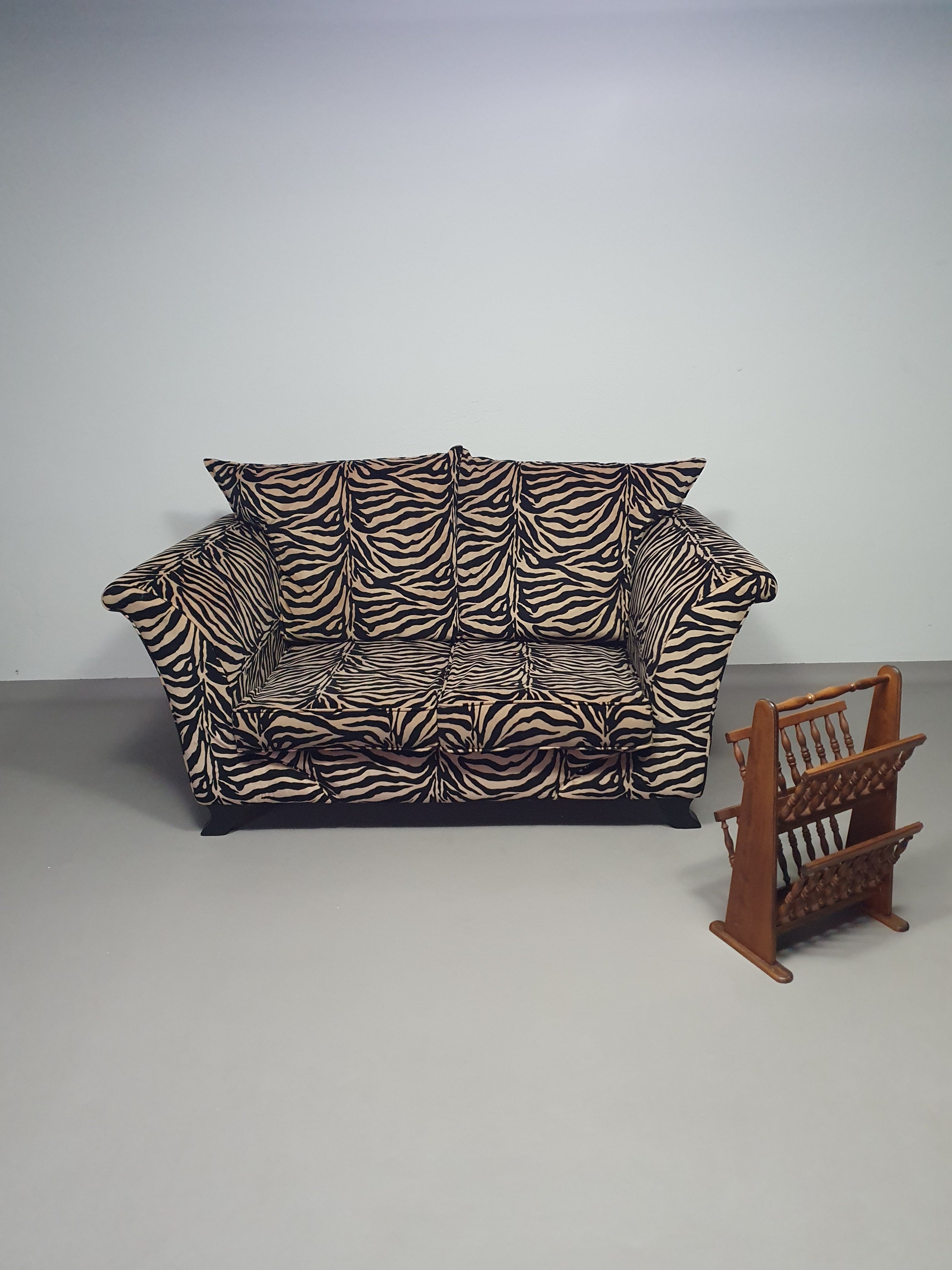Weighty 80 s zebra print sofa. Very good condition