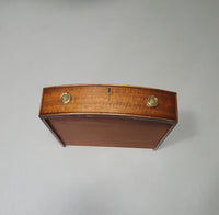 Mahoniehouten Victoriaanse "Heldense" salontafel / trommeltafel met leren blad op messing wielen. Jaren '80