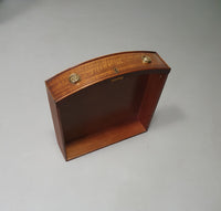 Mahoniehouten Victoriaanse "Heldense" salontafel / trommeltafel met leren blad op messing wielen. Jaren '80
