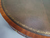 Mahoniehouten Victoriaanse "Heldense" salontafel / trommeltafel met leren blad op messing wielen. Jaren '80
