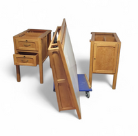 Groot eikenhouten architectenbureau / tafel jaren 40