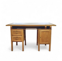 Groot eikenhouten architectenbureau / tafel jaren 40