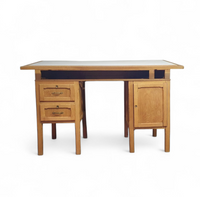 Groot eikenhouten architectenbureau / tafel jaren 40
