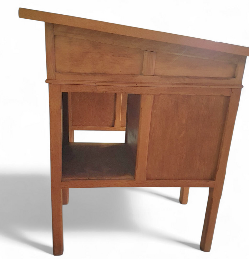 Groot eikenhouten architectenbureau / tafel jaren 40