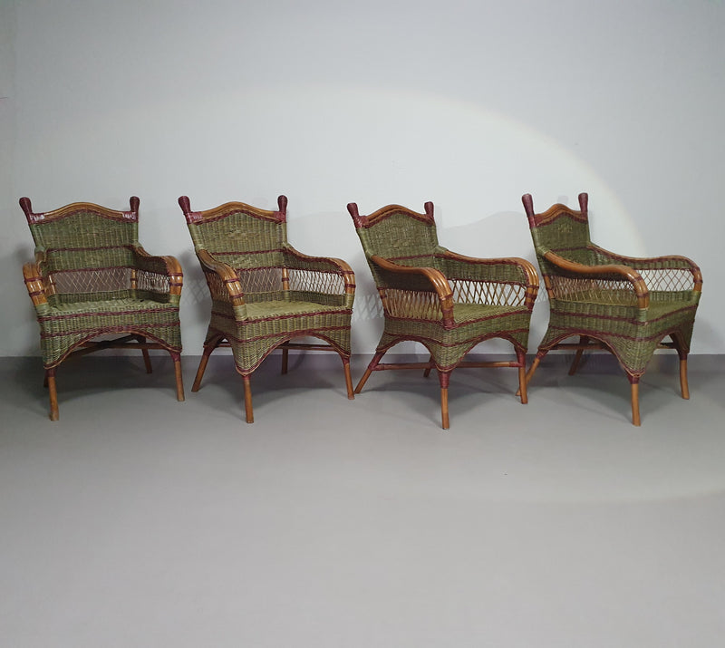 Art Deco rotan bamboe stoelen 1930