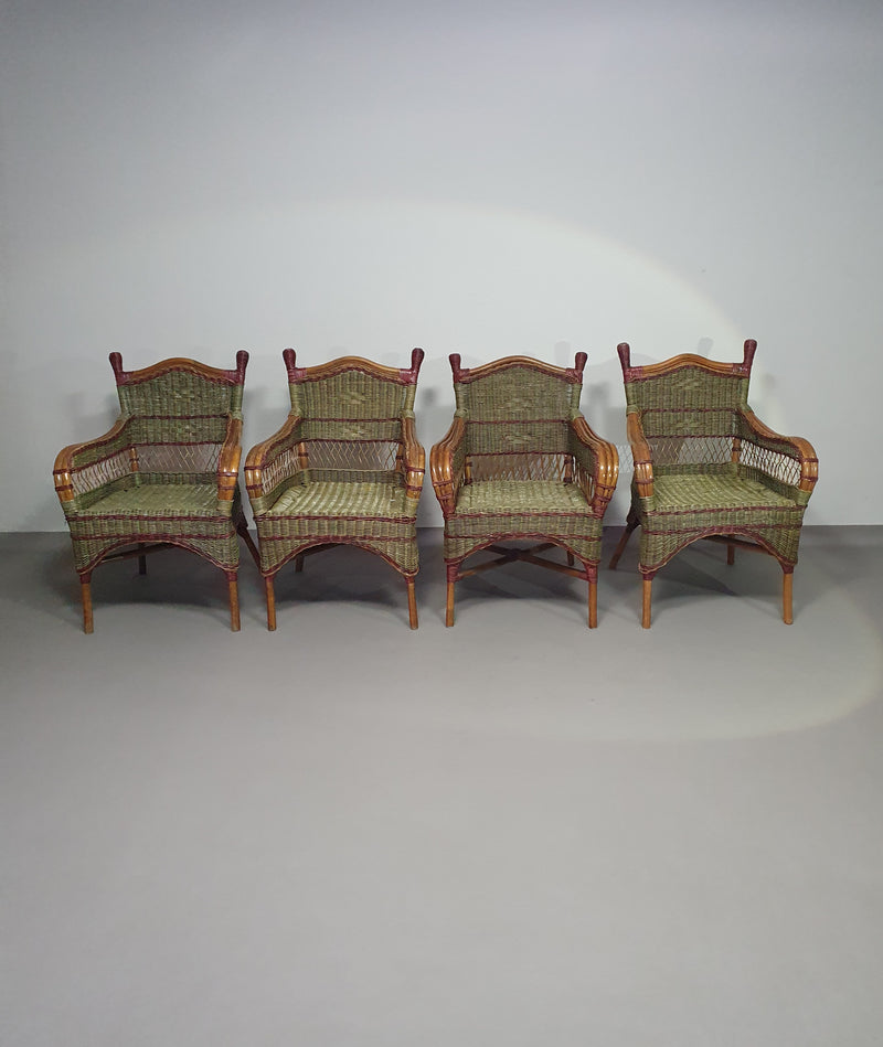 Art Deco rotan bamboe stoelen 1930