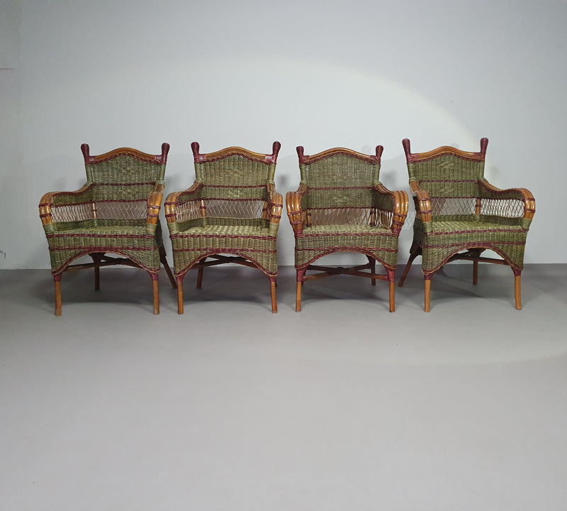 Art Deco rotan bamboe stoelen 1930