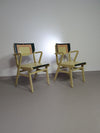 Set van Mid Century gedecoreerde koppelstoelen uit de jaren 50