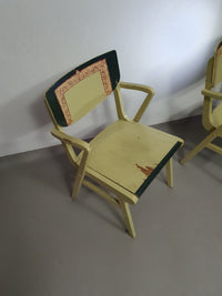Set van Mid Century gedecoreerde koppelstoelen uit de jaren 50
