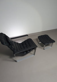 PULKKA LOUNGE CHAIR WITH OTTOMAN BY ILMARI LAPPALAINEN FOR ASKO 1960