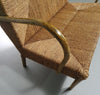Vintage Franse papercordbank met een metalen frame