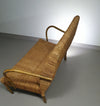 Vintage Franse papercordbank met een metalen frame