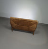 Vintage Franse papercordbank met een metalen frame