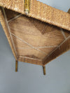 Vintage Franse papercordbank met een metalen frame