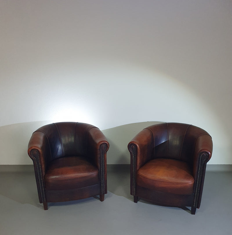 Clubfauteuil van schapenleer