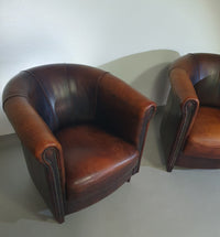 Clubfauteuil van schapenleer