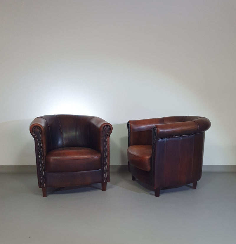 Clubfauteuil van schapenleer