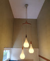 Holmegaard - Michael Bang - driehoekige Raindrop hanglamp / pendel - Opaal wit / opaal wit - Teak - Midcentury design
 Cluster hanglamp
