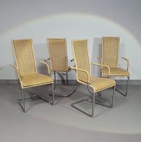 SET OF 4 'B25' WICKER DINING CHAIRS BY AXEL BRUCHHÄUSER FOR TECTA, GERMANY 1980S