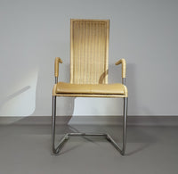 SET OF 4 'B25' WICKER DINING CHAIRS BY AXEL BRUCHHÄUSER FOR TECTA, GERMANY 1980S