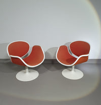 Pierre Paulin first edition tulip set. 2 x chairs and side table. Little tulip chairs F545  #pierrepaulin #tulipchairpaulin #littletulipchair #firsteditiontulipchairpaulin #littletulipchair #littletulipchair1steditionartifort