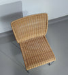 Stapelbare rieten, rotan stoelen (4) model S.21 op een verchroomde stalen structuur. Ontworpen door Tito Agnoli