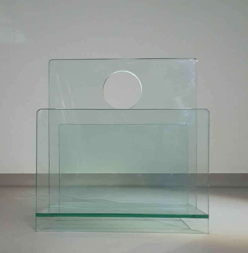 Tijdschriftenhouder / glas / jaren 80