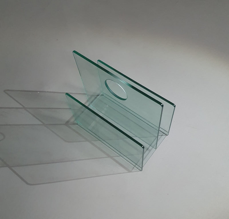 Tijdschriftenhouder / glas / jaren 80