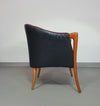 Fauteuils in notenhout en leer in / Italië jaren 80, set van 2