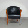 Fauteuils in notenhout en leer in / Italië jaren 80, set van 2